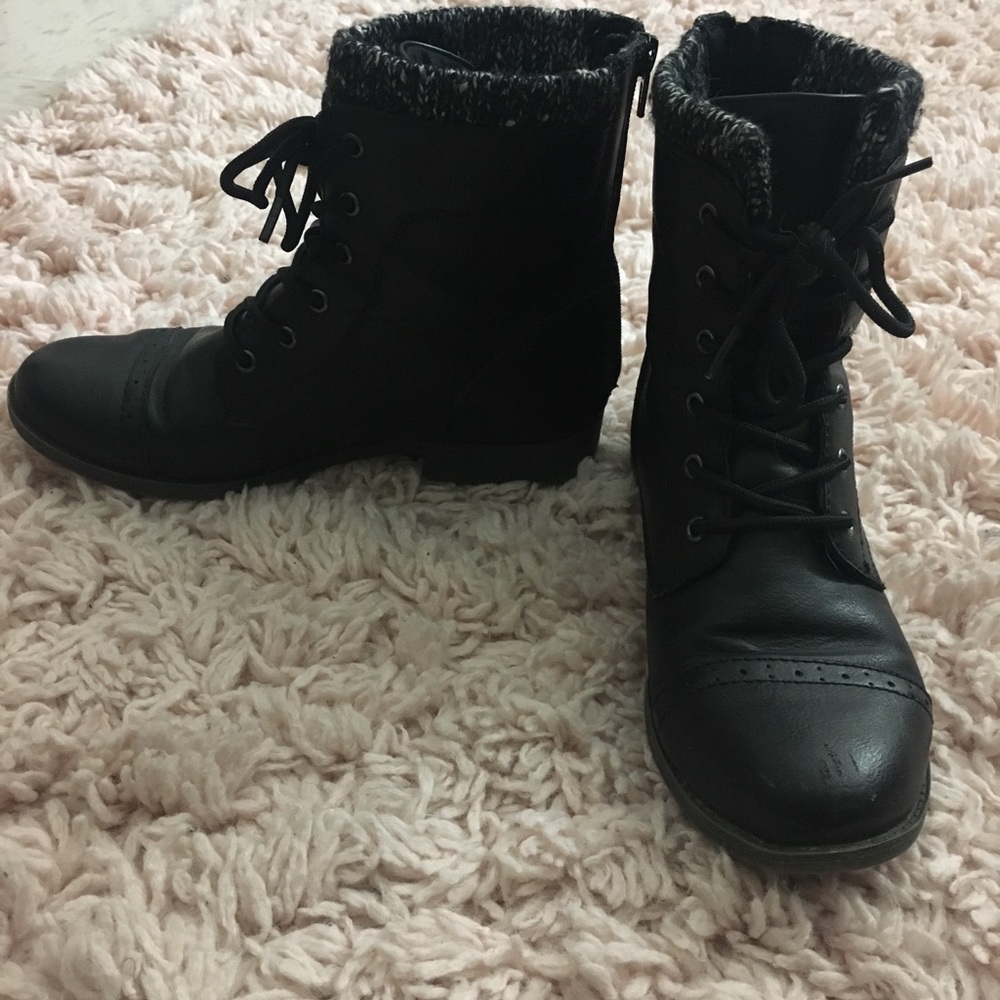 Black combat boots